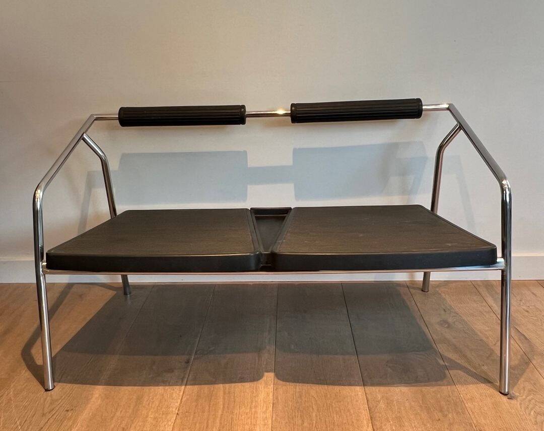 Sofa Design 'System', Chrome & Black Rubber, France, circa 1970