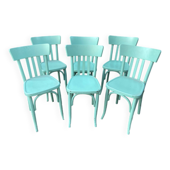 6 Paris café bistro chairs curved wood Brasserie Esperance Strasbourg 1950