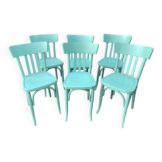 6 chaises bistrot café Paris bois courbé Brasserie Esperance Strasbourg 1950