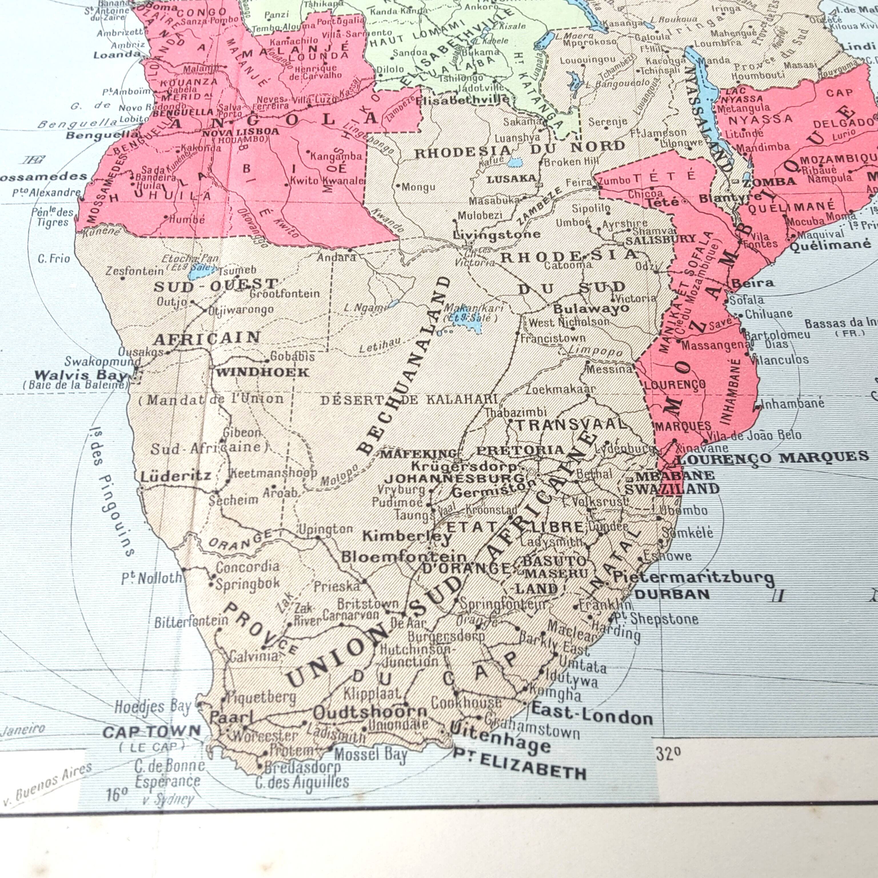 Old Africa map 43x43cm from 1950