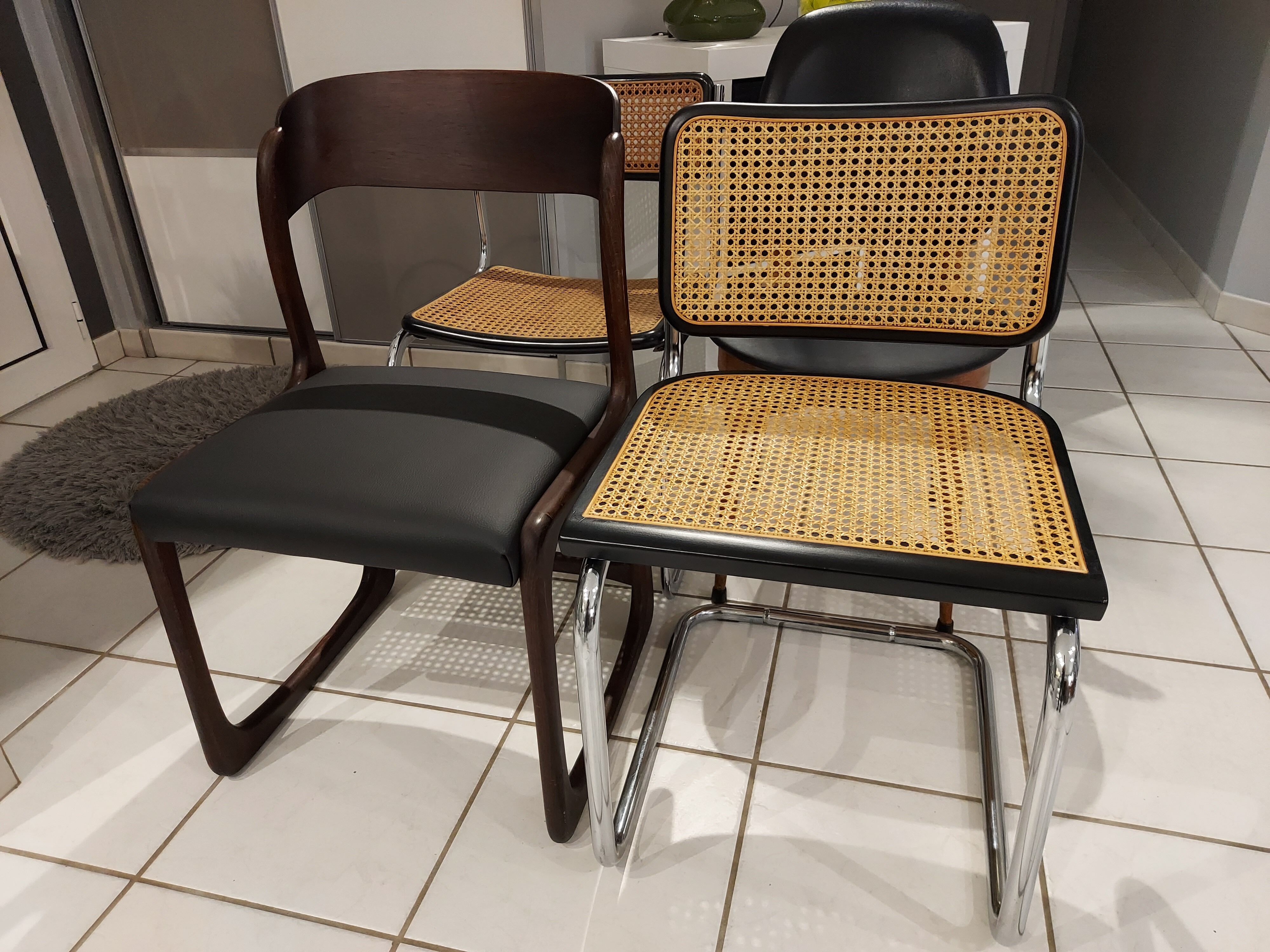 Suite of 4 mismatched chairs vintage model Marcel Breuer,Adrien,Baumann