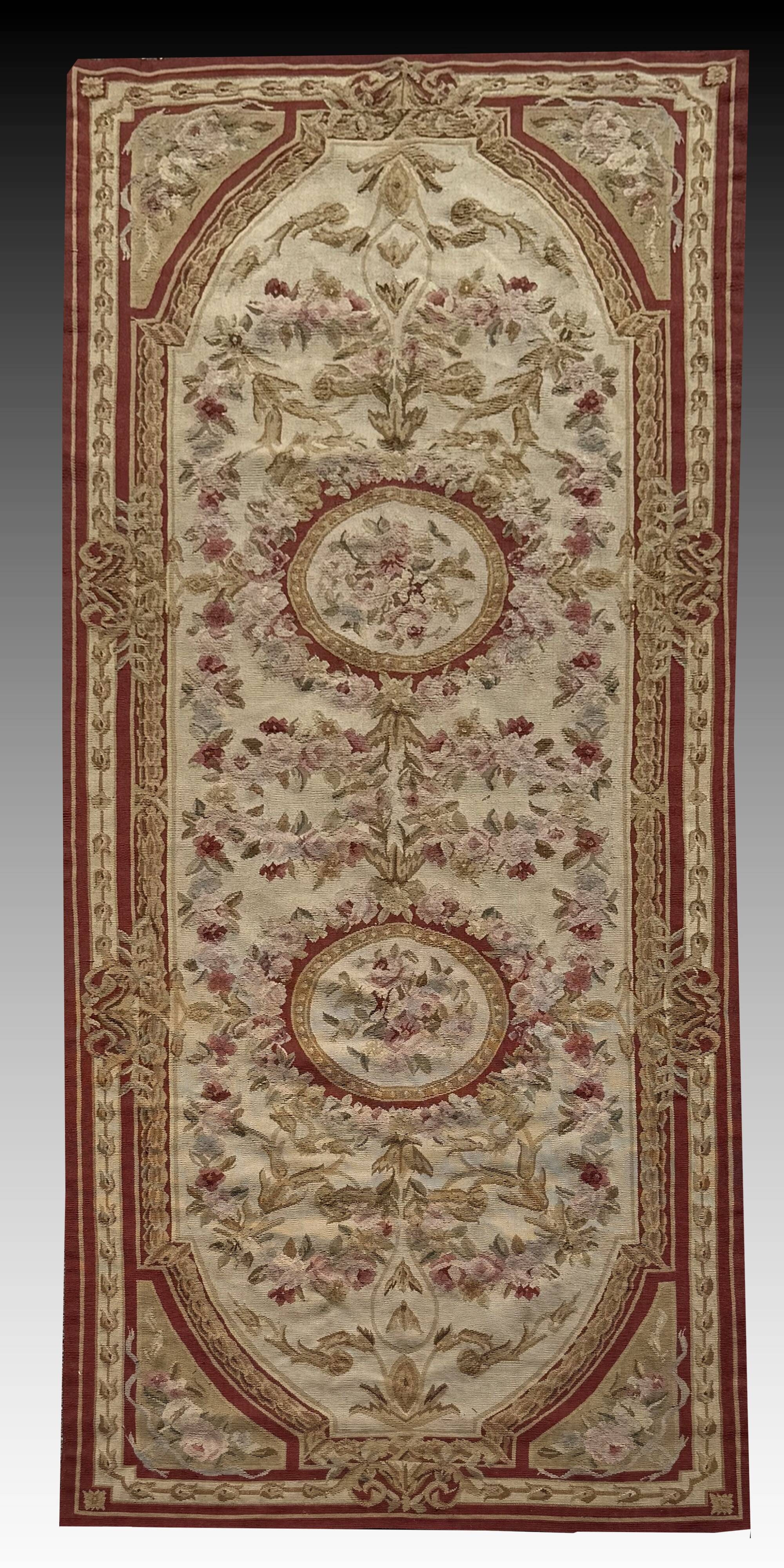Aubusson style knotted pile rug – 2.45 x 0.90 metres –