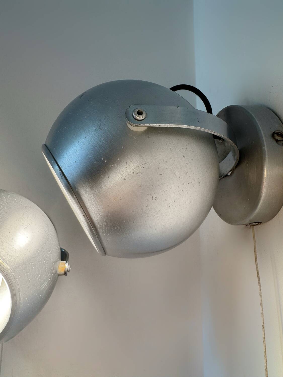 70s Brushed Aluminum Eyeball Wall Lights