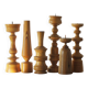 Scandinavian Wooden Candleholders, Set of 6