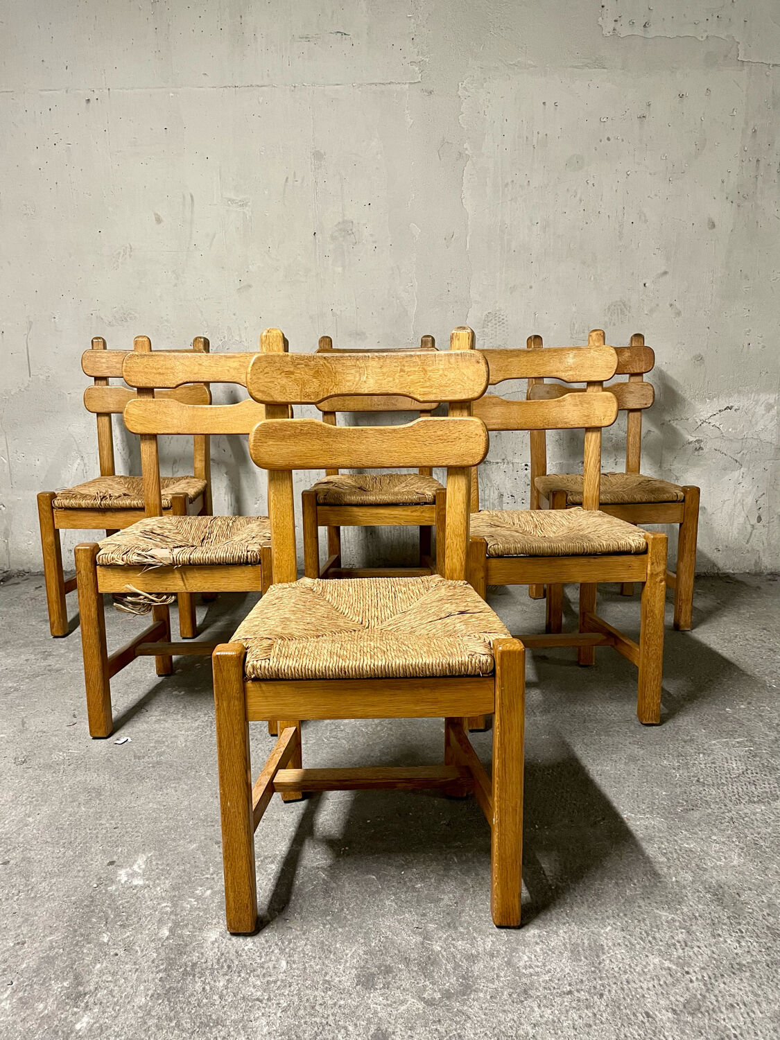 6 brutalist dining chairs