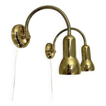 Lampes murales flexibles en laiton, lampes de chevet des années 1960.