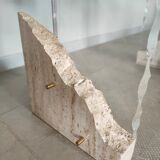 Travertine and glass coffee table