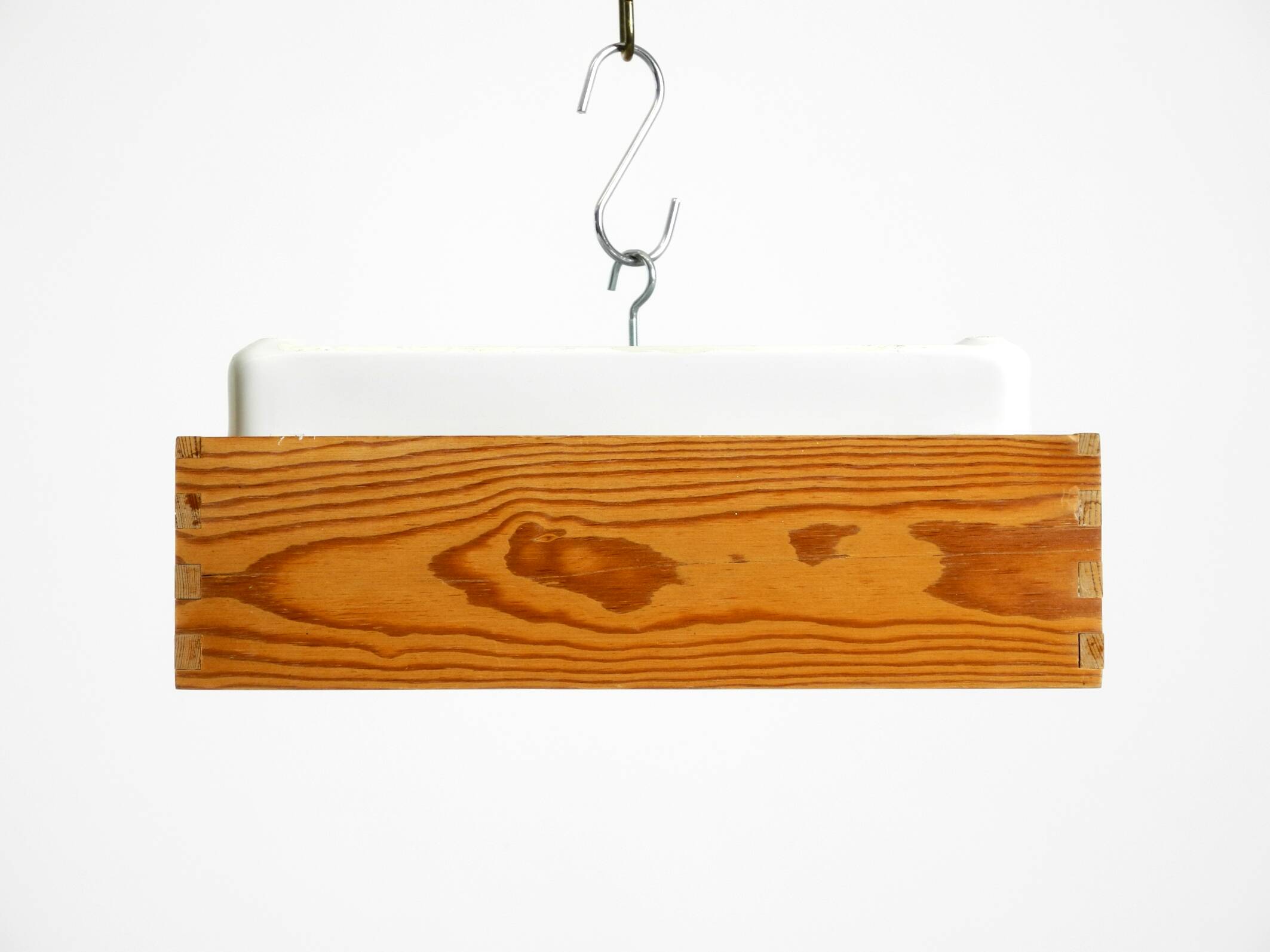 Beautiful 1970s square ceiling lamp made of pine wood by Alda Sweden
