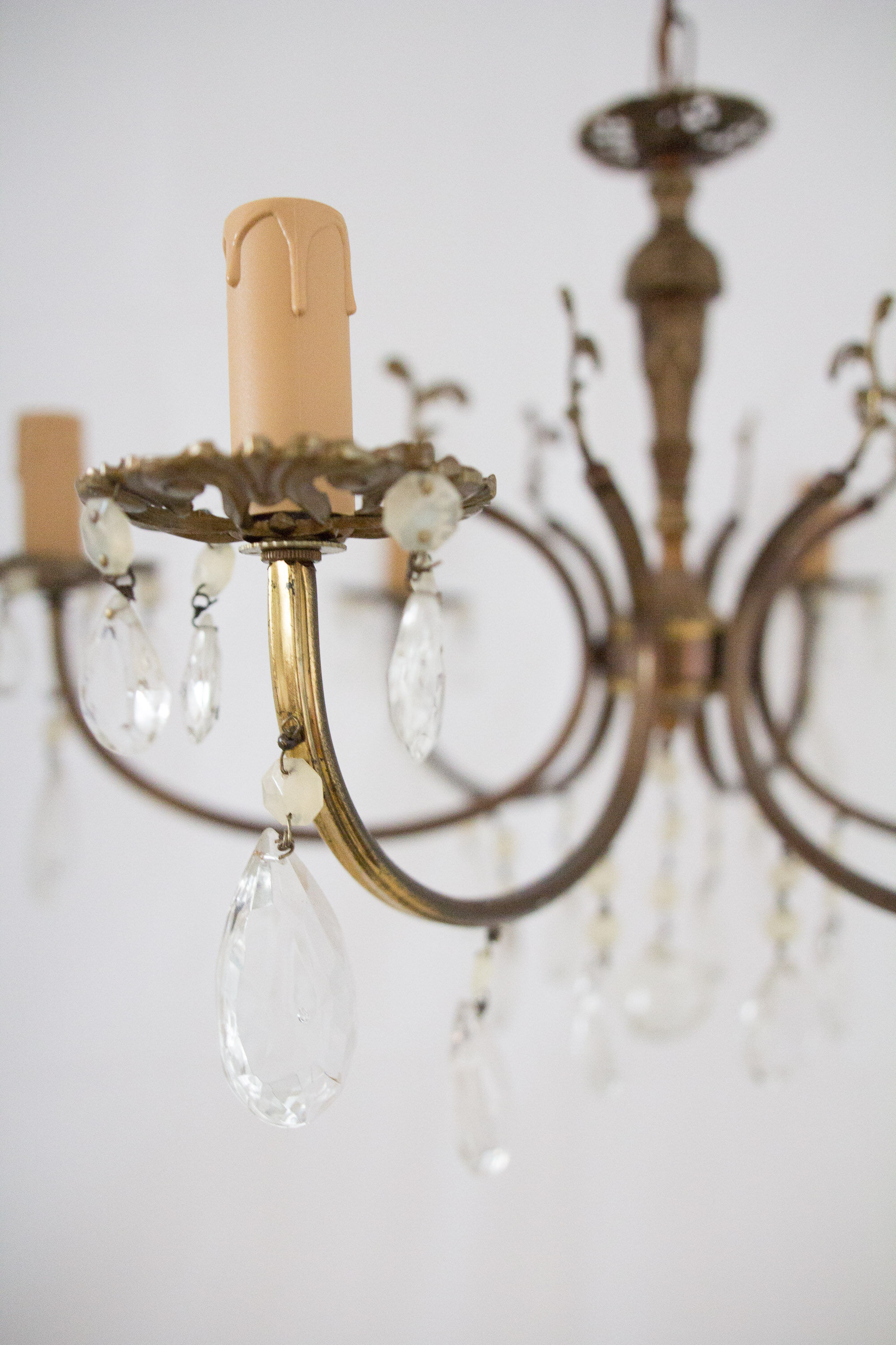 Six-light crystal chandelier