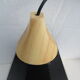 Two pendant lamps design black iron and light wood