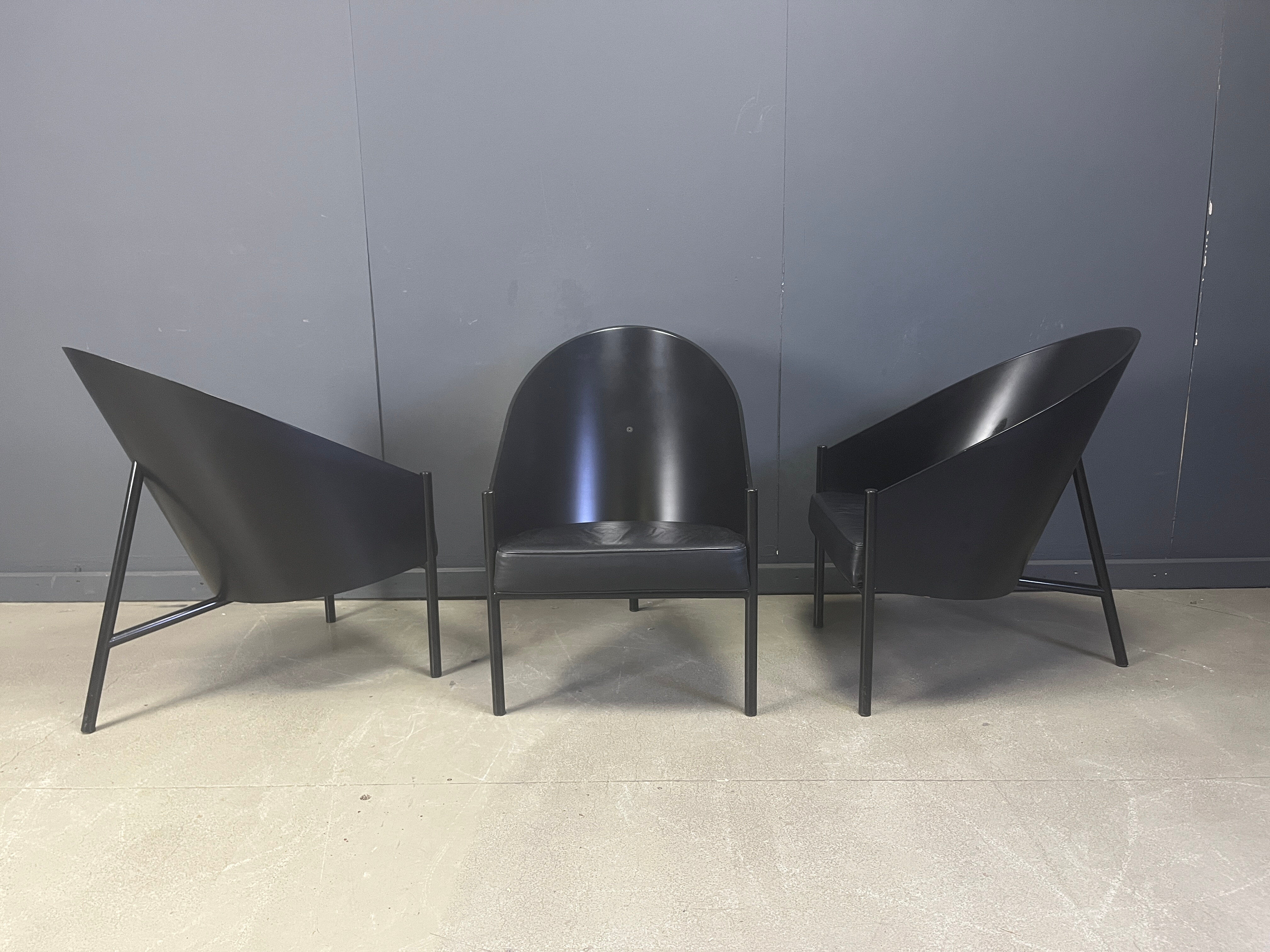 Ensemble de 3 chaises vintage Pratfall par Philippe Starck pour Driade, 1982