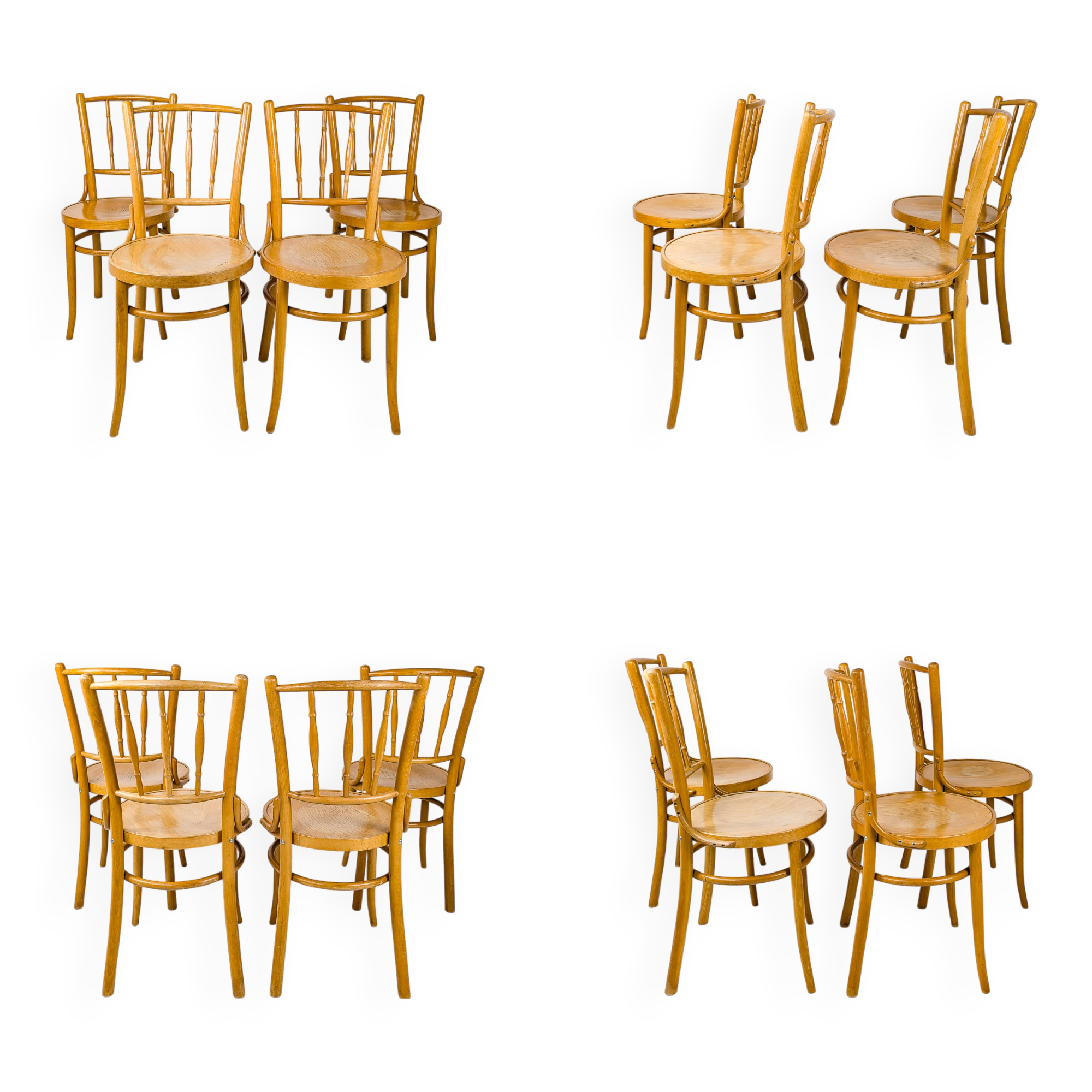 4pcs Vintage Cafe Chair Spacers Chairs Wooden Chair Mid Century Retro Bistro Chair Turned