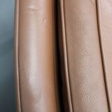 Canapé 3 places danois des années 1970 en cuir marron avec structure en hêtre