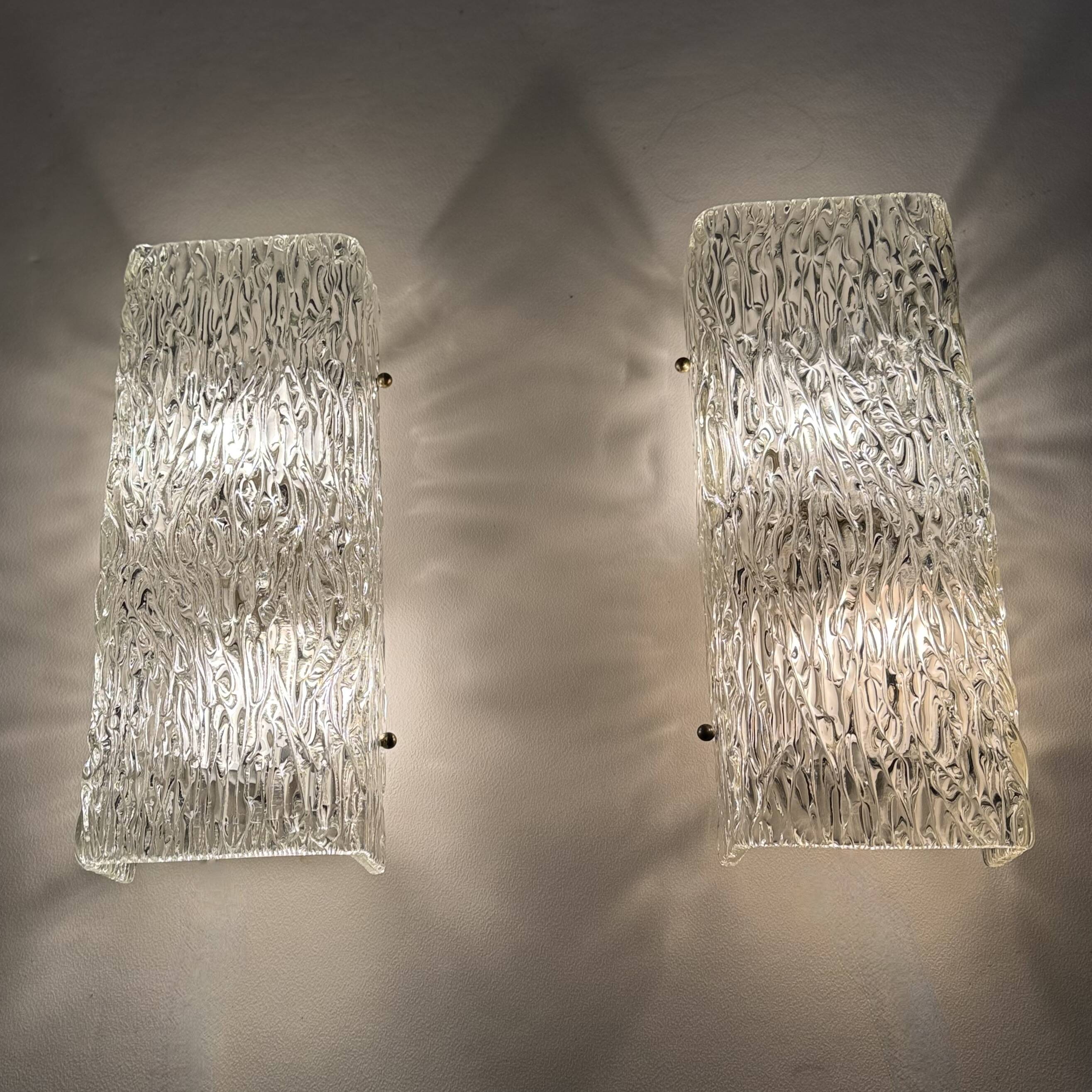 Pair of Austrian Large Midcentury Murano “Florian” Wall Sconce by Kalmar Fr