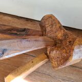 Brutalist tripod stool in olive wood
