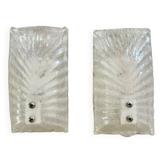 Mazzega pair of Murano glass wall lights, Italy 1970