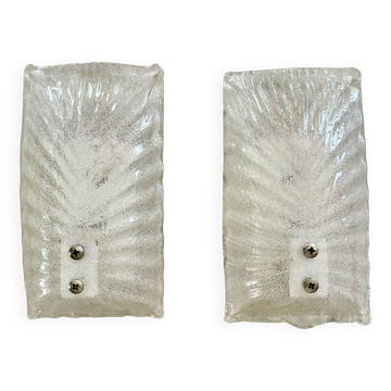Mazzega pair of Murano glass wall lights, Italy 1970