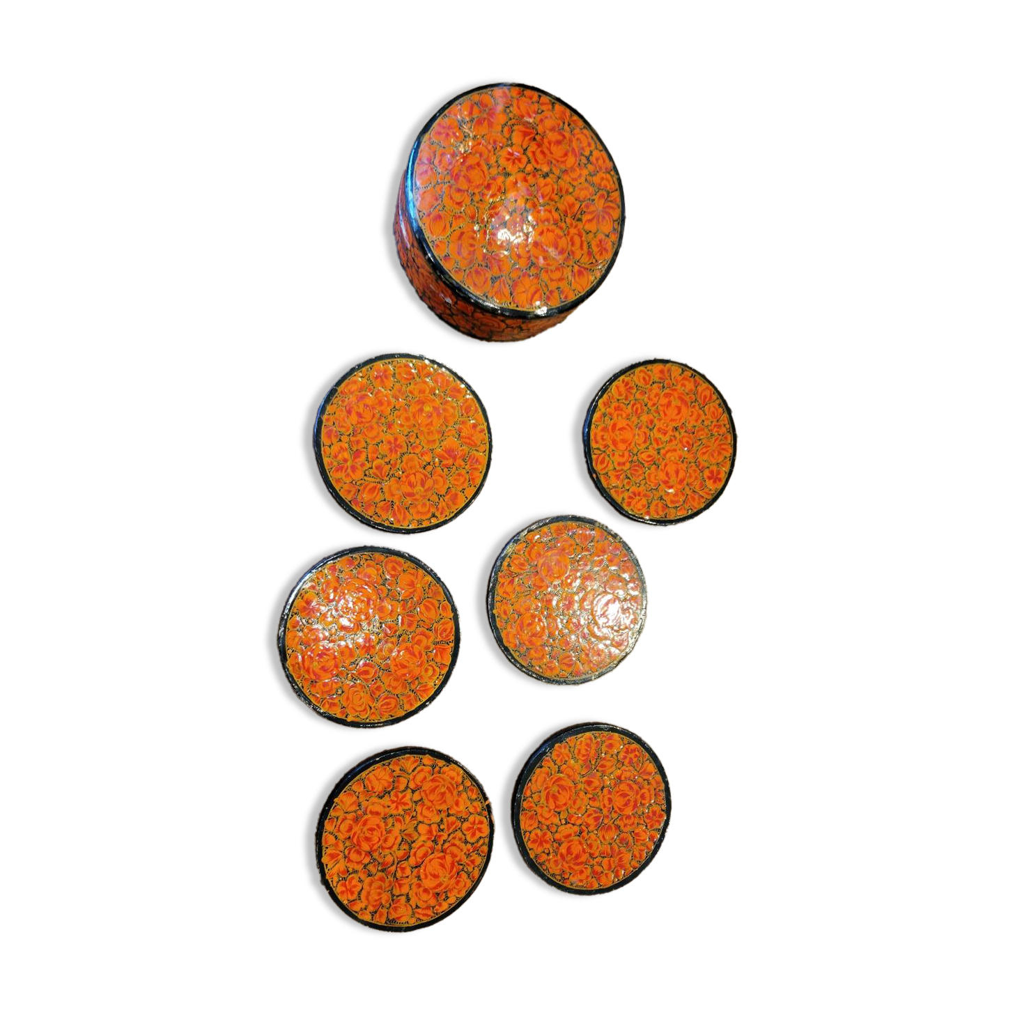 Under a painted wooden frame