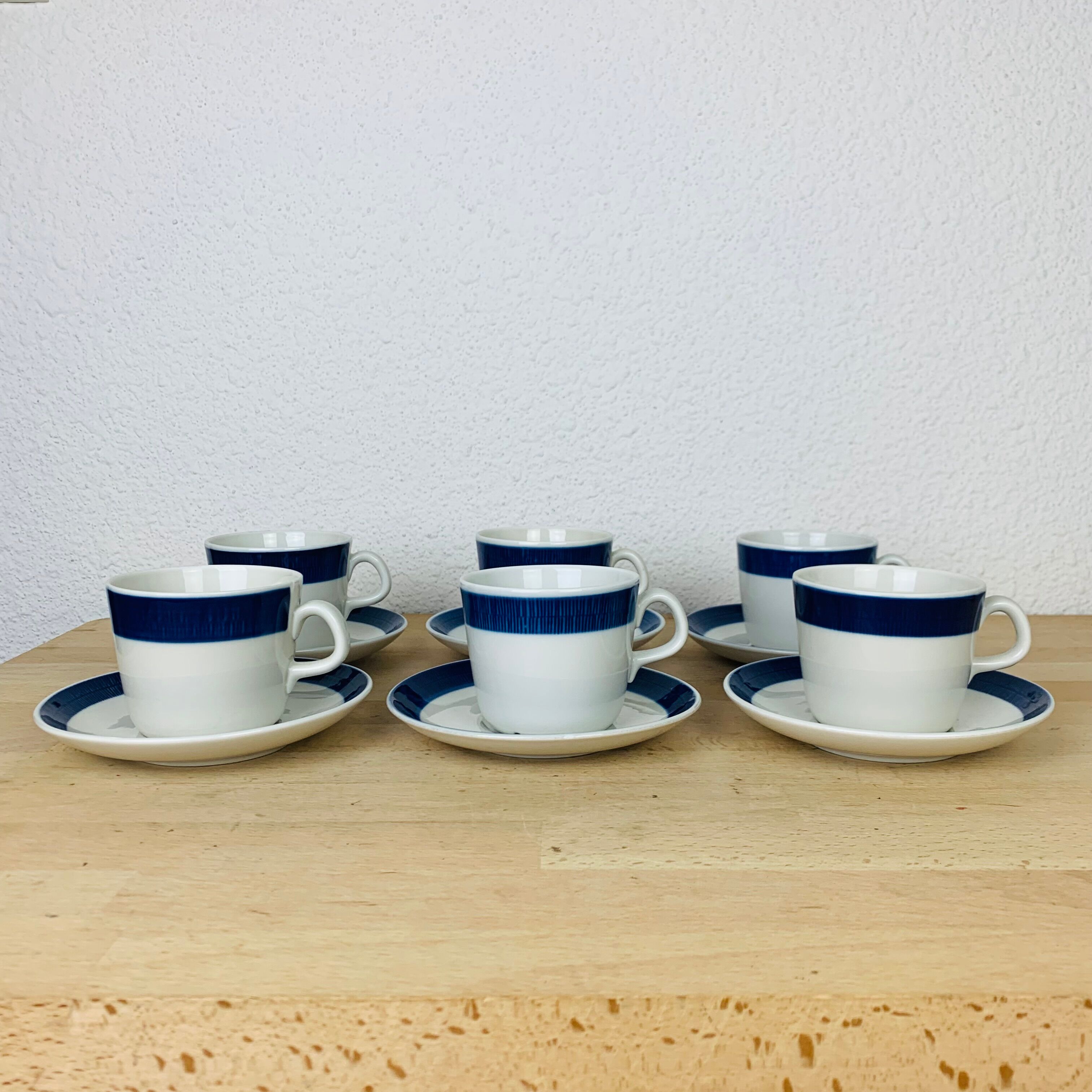 Tea set 6 cups ceramic Koka by Rörstrand Sweden, Scandinavian