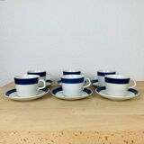 Tea set 6 cups ceramic Koka by Rörstrand Sweden, Scandinavian