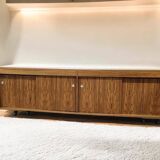 Vintage XL wooden wall cabinet / wardrobe with sliding doors