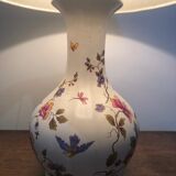Vintage faience lamp with bird décor