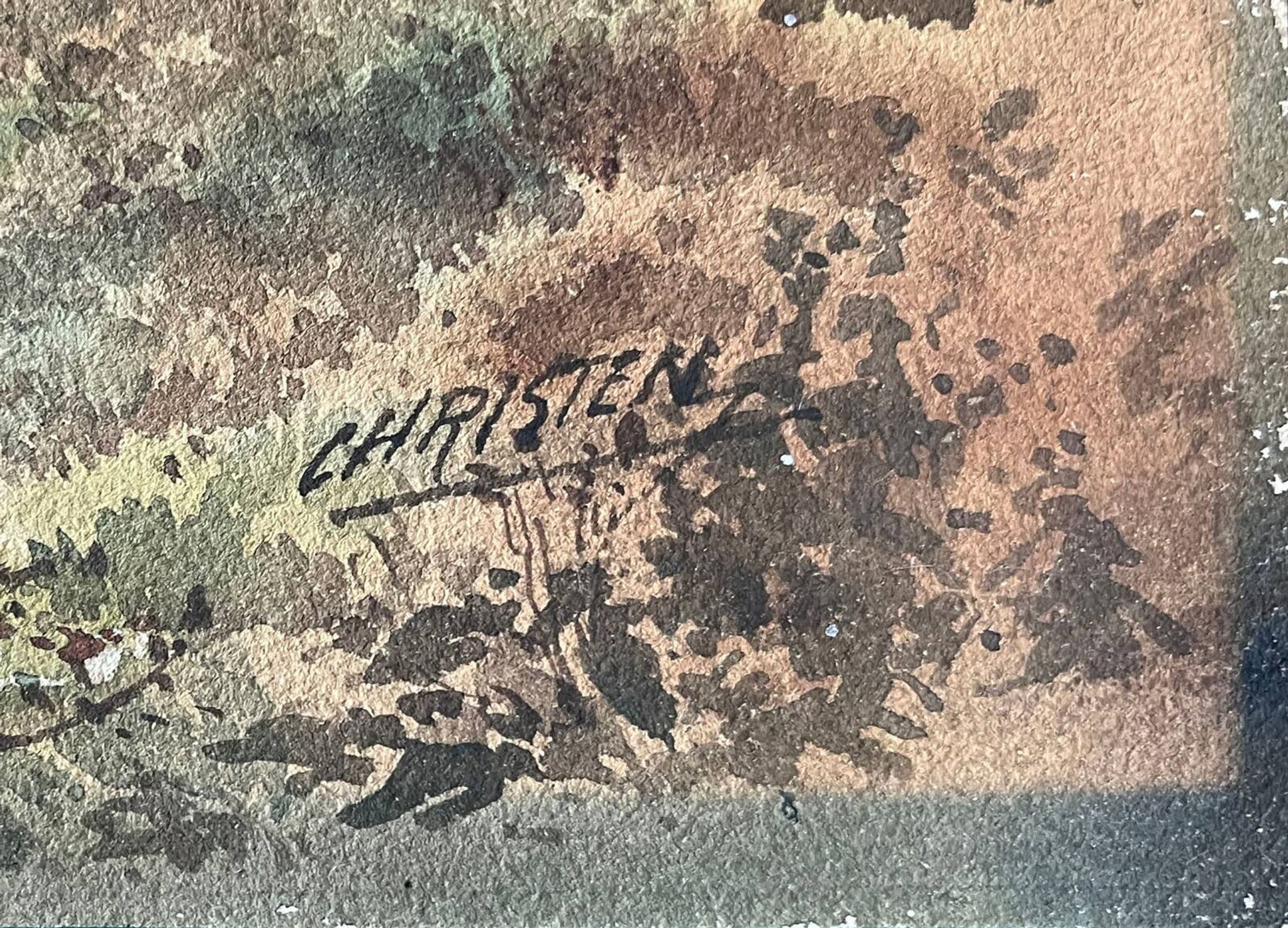 Watercolour painting signed Christen "Path in the Underwood" 19th century