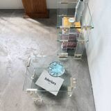Glass and Plexiglas consoles from the 80s