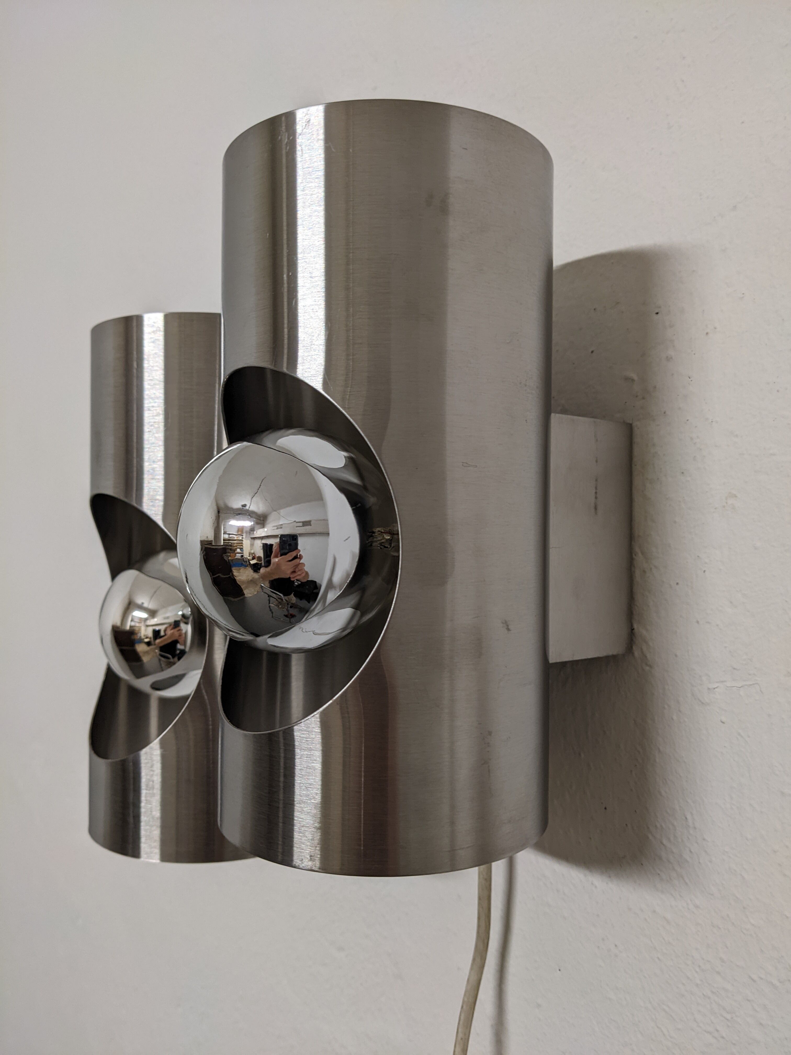 Pair of double wall lamps space age of the 60s/70s