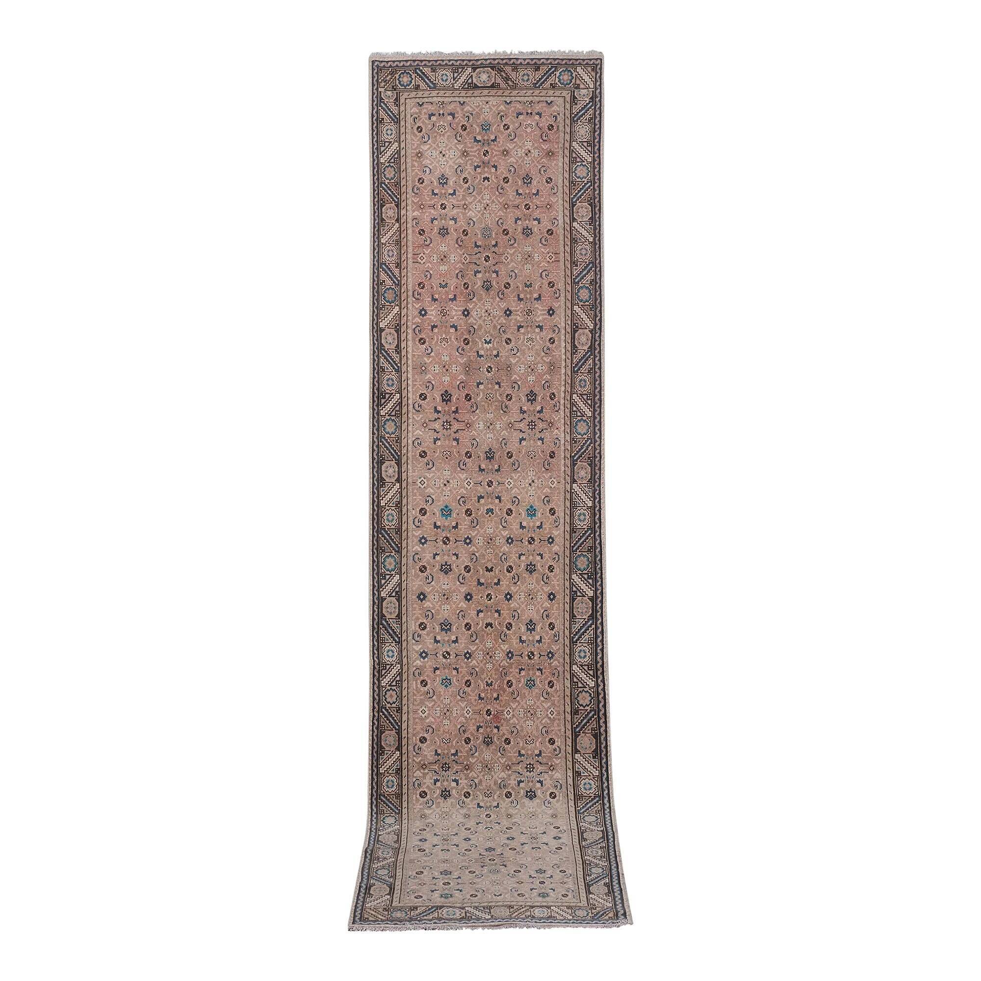Vintage Turkish hallway rug 97x417 cm