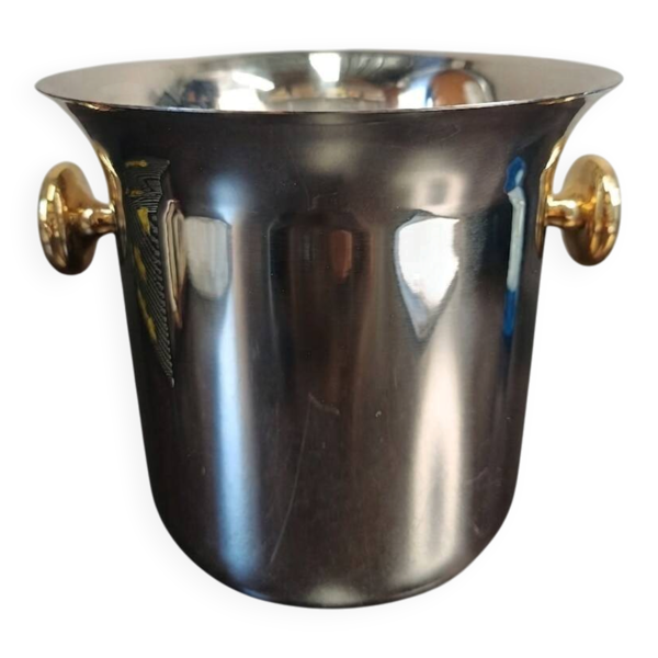 Seau à champagne Elizabeth, SAF Inox, Acier 18/10 et Or Zecchino, 1970