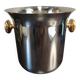 Elizabeth champagne bucket, SAF Inox, 18/10 stainless steel and Zecchino gold, 1970.