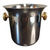Elizabeth champagne bucket, SAF Inox, 18/10 stainless steel and Zecchino gold, 1970.