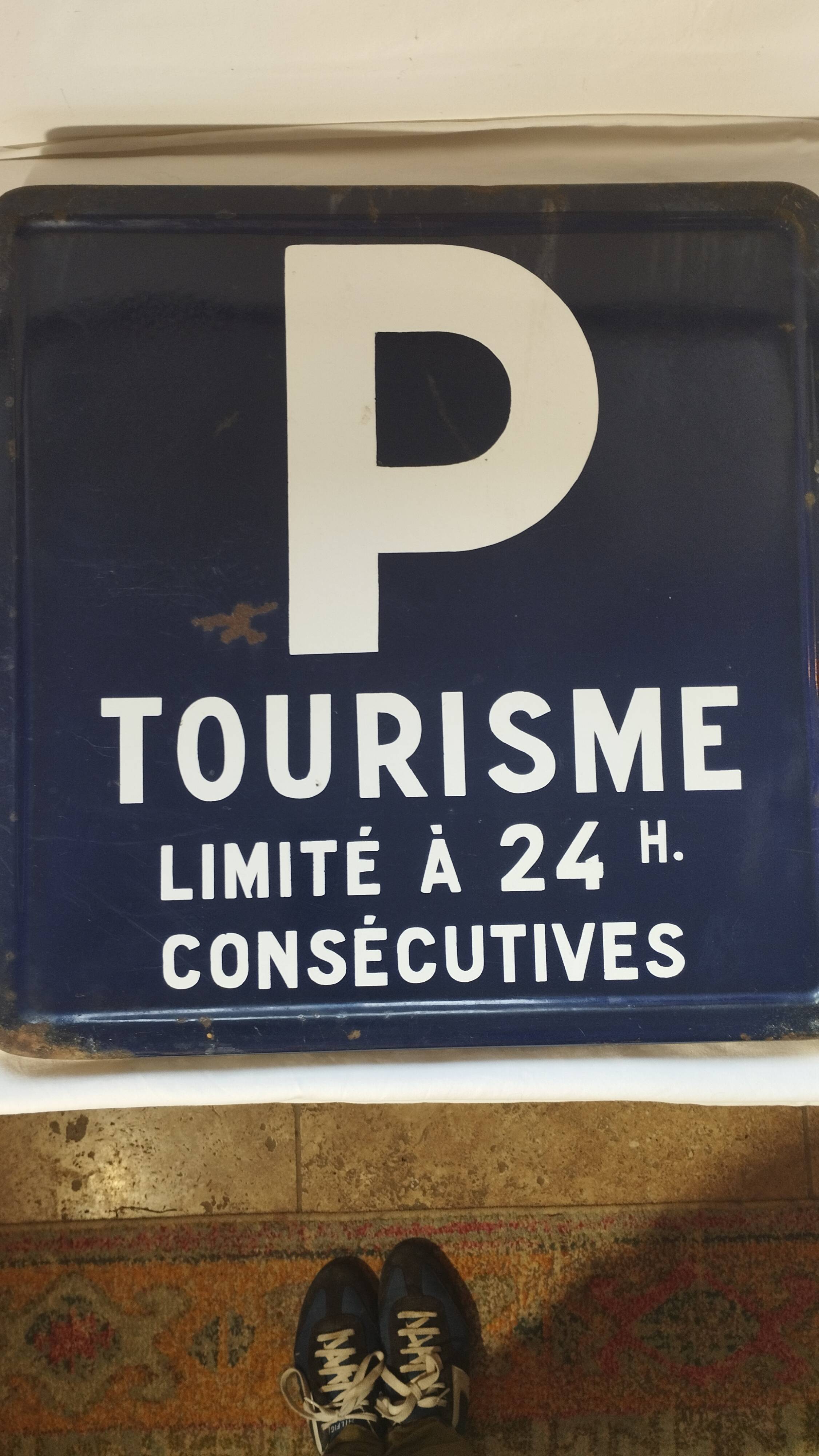 Ancien panneau de signalisation plaque émaillée 1974