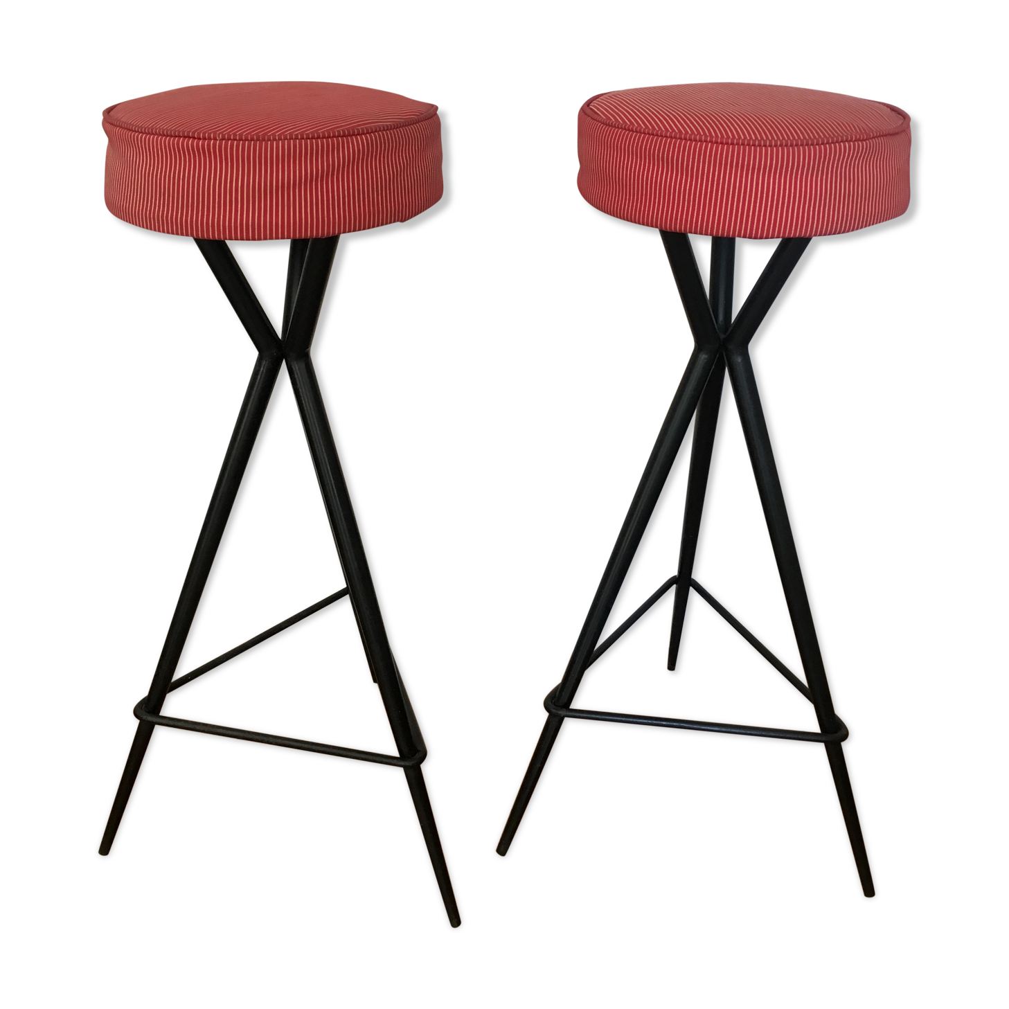 Pair of bar tripod stools