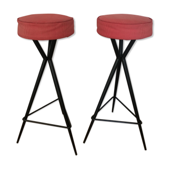 Pair of bar tripod stools