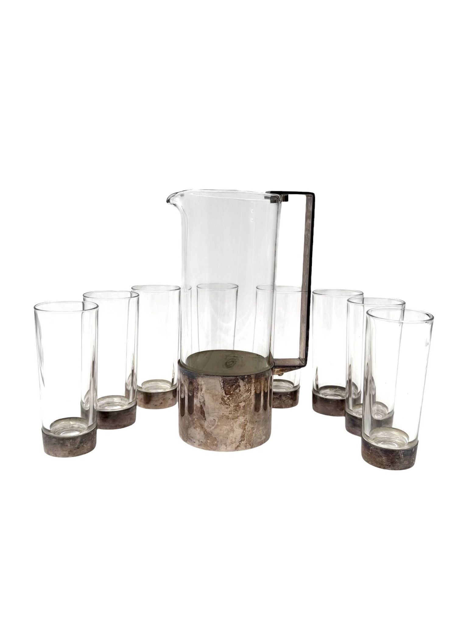 Hollywood Regency silverplate cocktail set, Italy 1970s