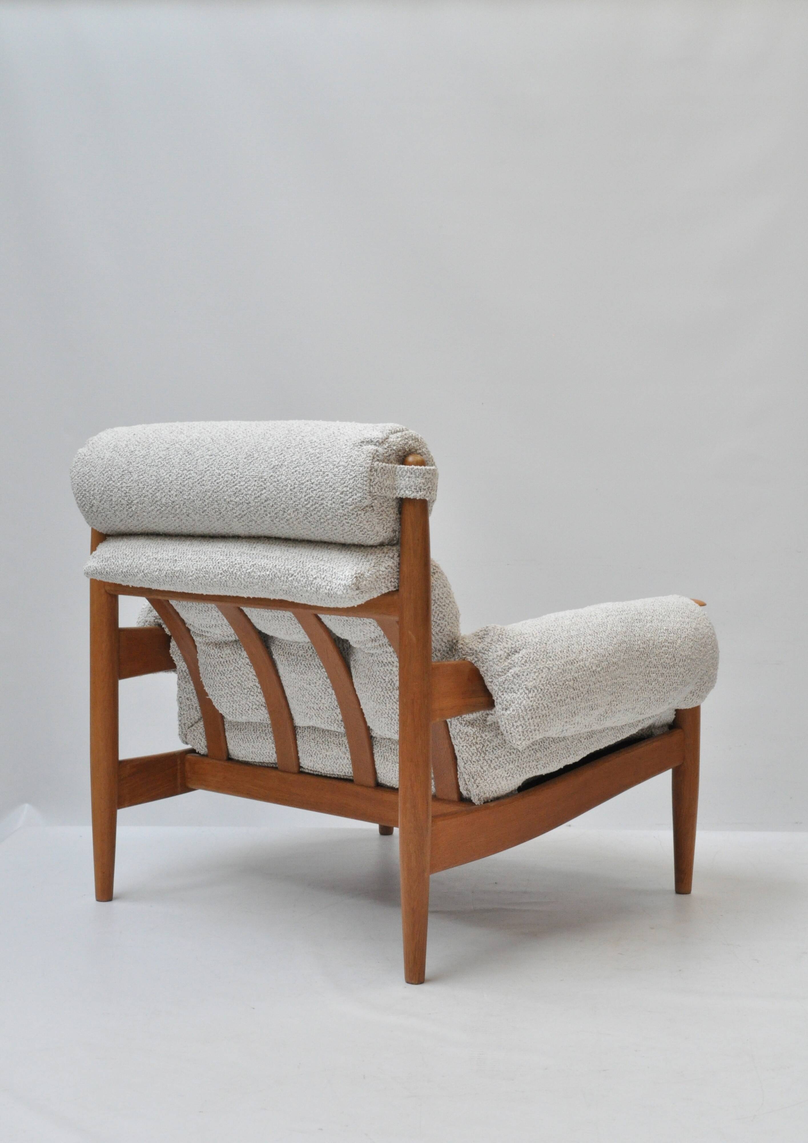 Scandinavian Lounge Armchair by Eric Merthen, 1960s – Reupholstered in Whit
