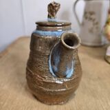 Small glazed stoneware teapot with lid – utilitarian ceramics, France, 20th century