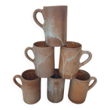 6 stoneware mugs / cups / tankards
