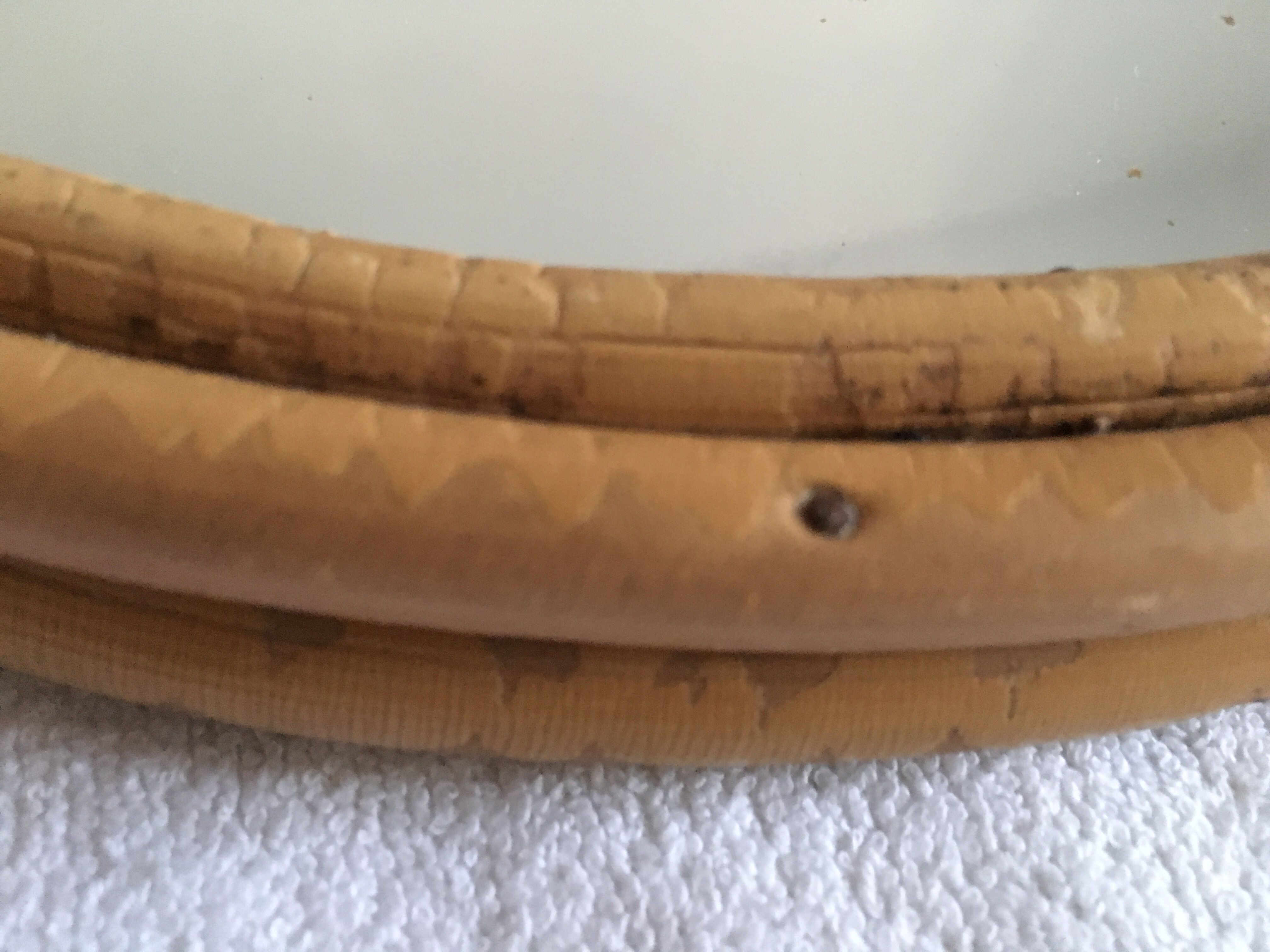 Vintage round rattan mirror 1950 29cm