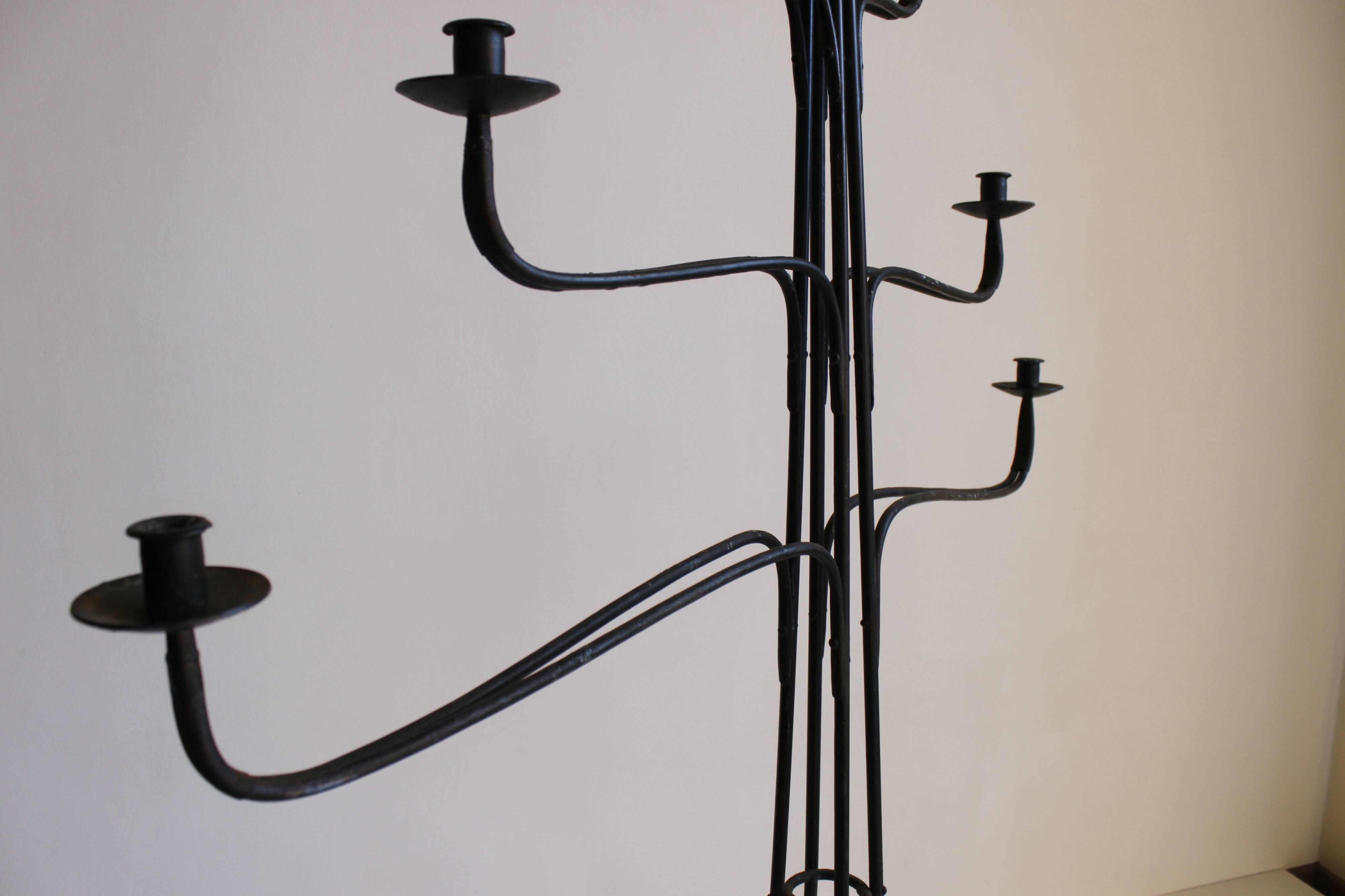 Large Wrought Iron Floor Candelabra, 1950s