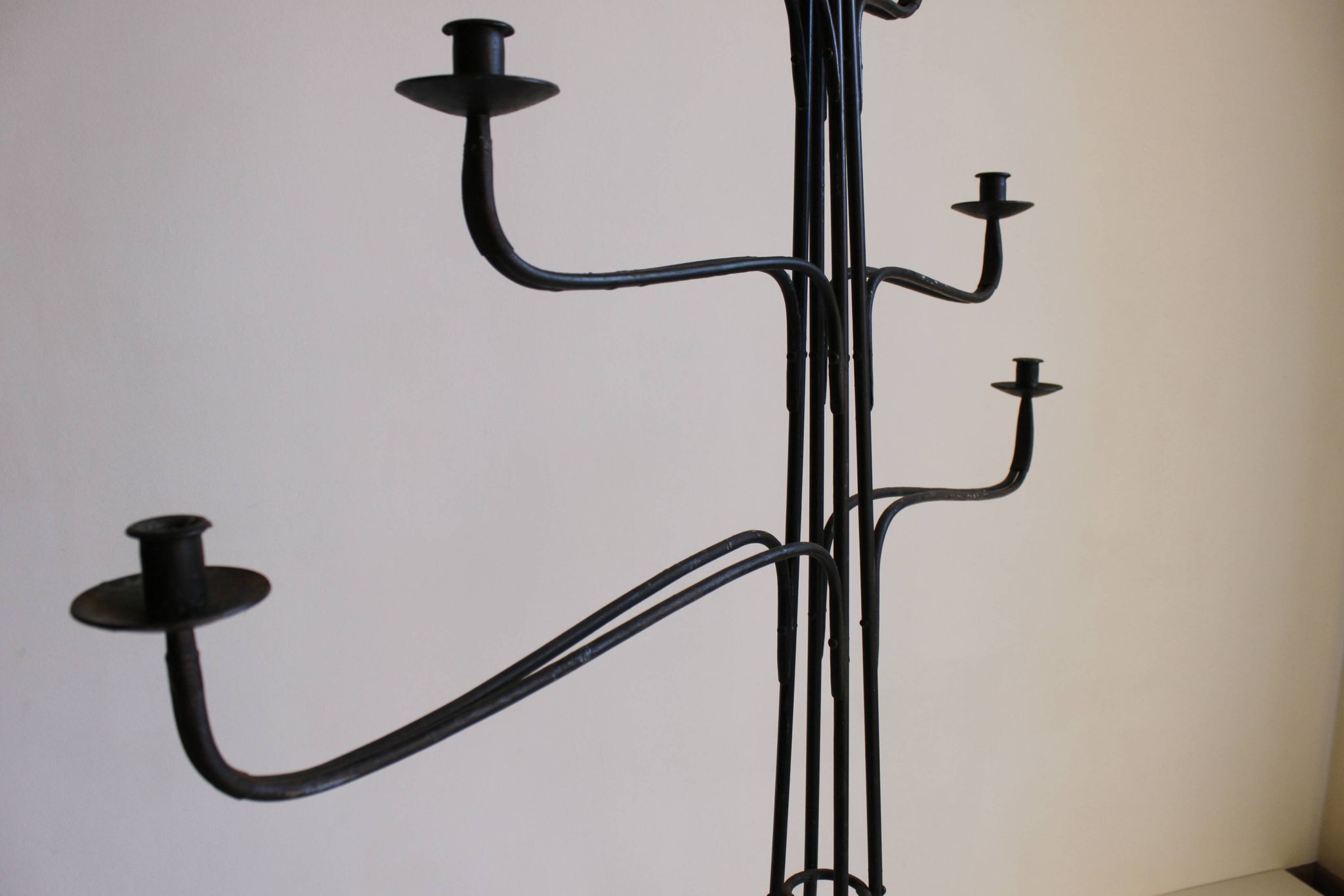 Large Wrought Iron Floor Candelabra, 1950s