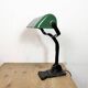 Vintage Green Enamel Bank Lamp, 1930s