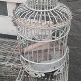 Vintage gray metal bird cage