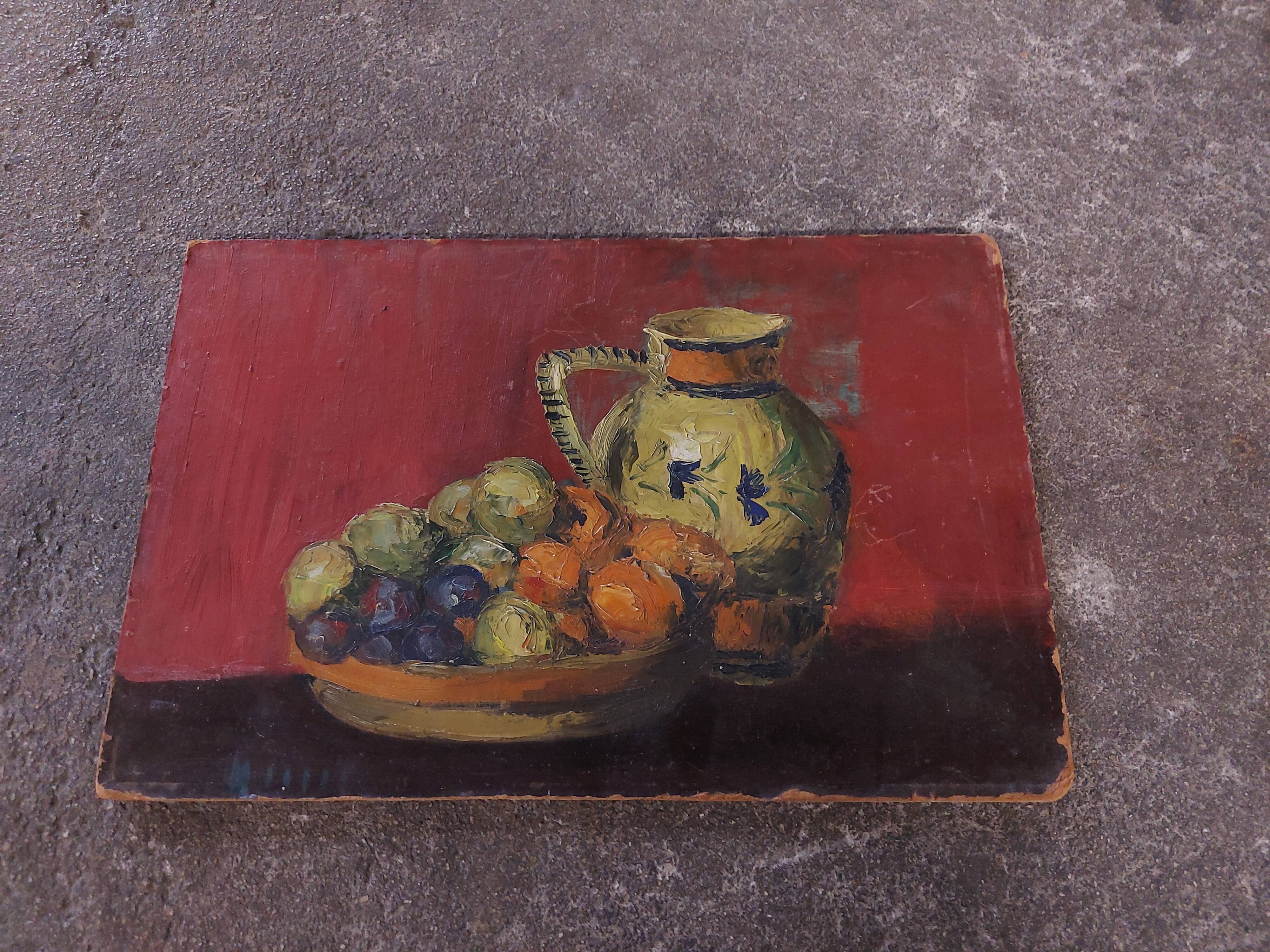 Painting, oil on panel, still life