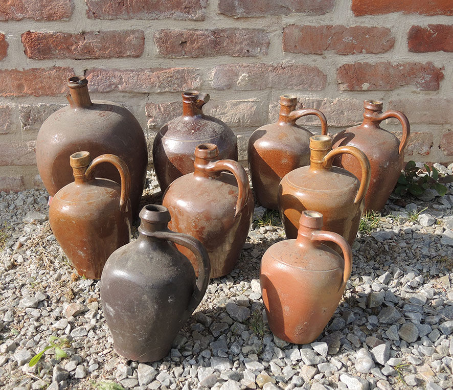 Set of 9 Old Sandstone Amphora Jars