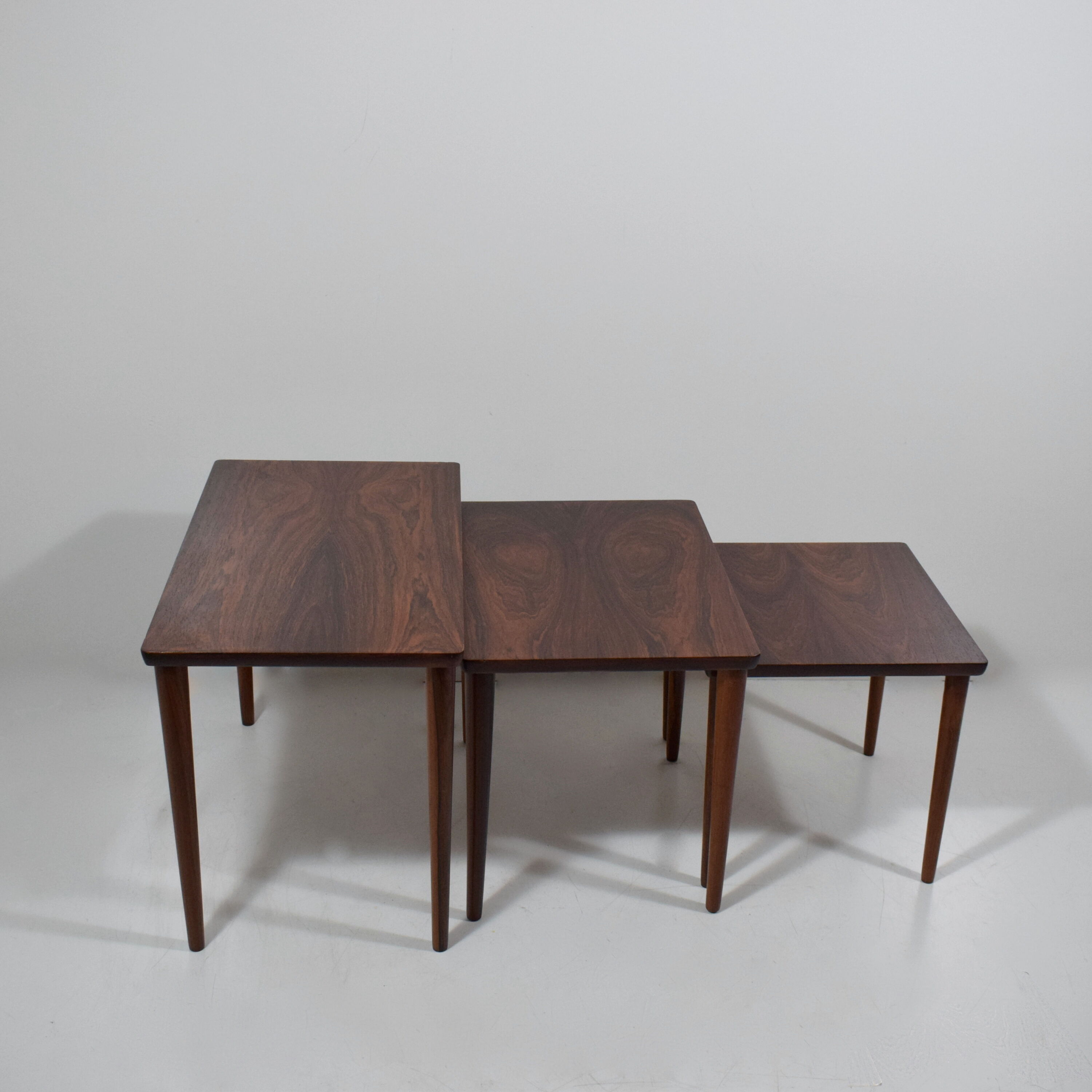 Scandinavian gigognes tables in rio rosewood, vintage