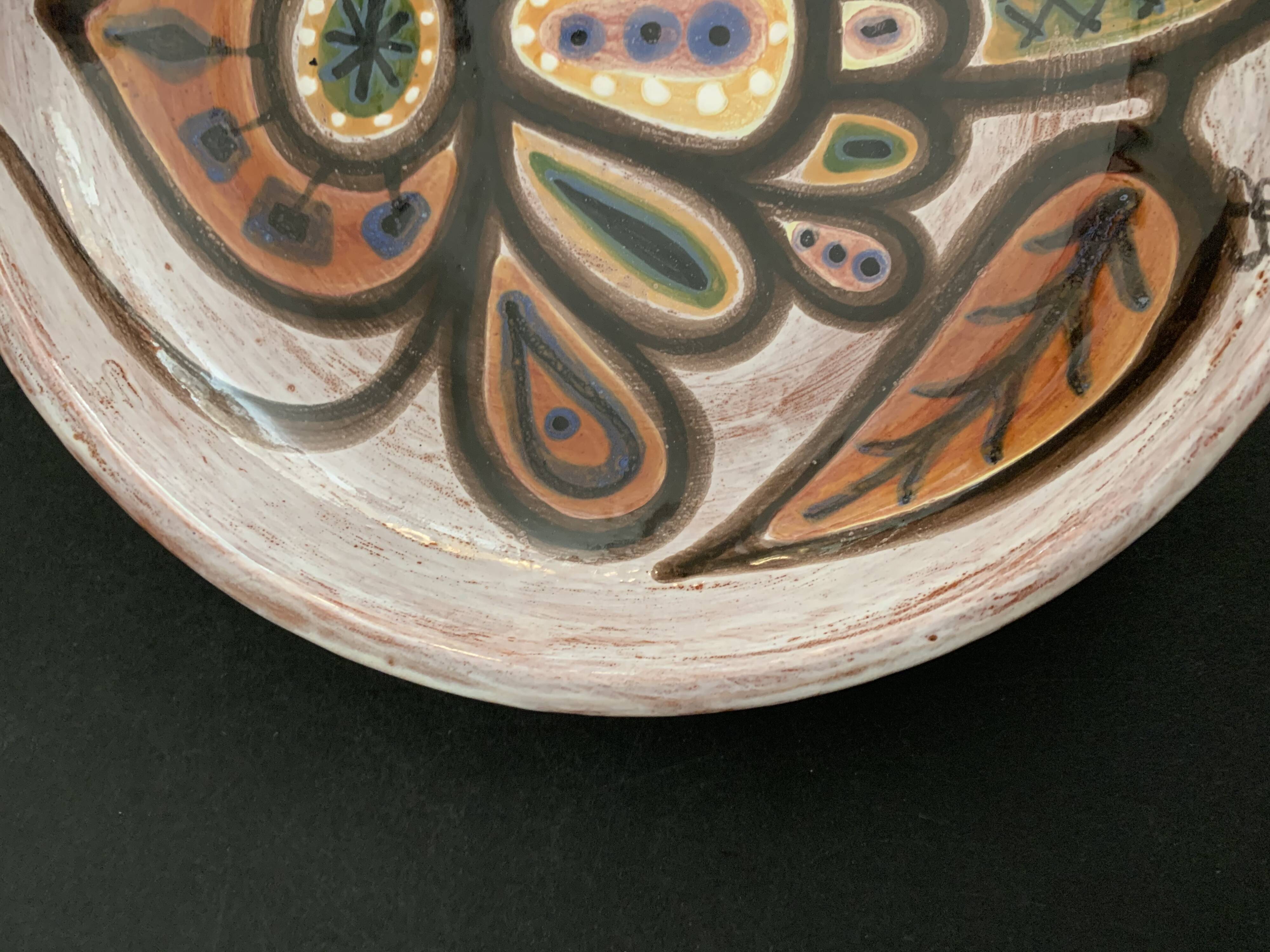 Ceramic dish enamelled by Jacques Poussines Sant Vicens 1950