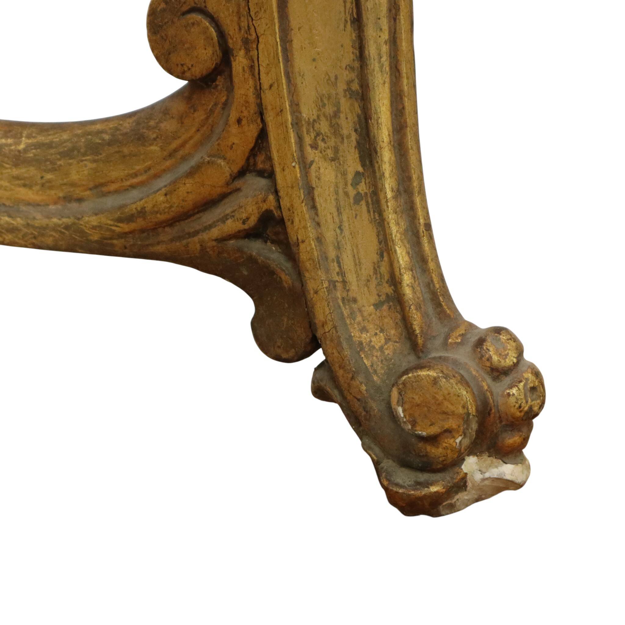 French Louis XV Style Console Gold Leaf Gilded Wood and Marble